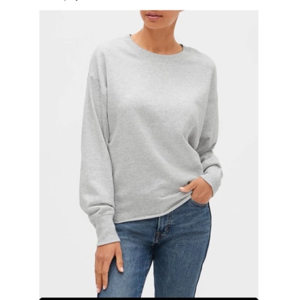 Gap Drape Shoulder Raw Edge Sweatshirt - Grey